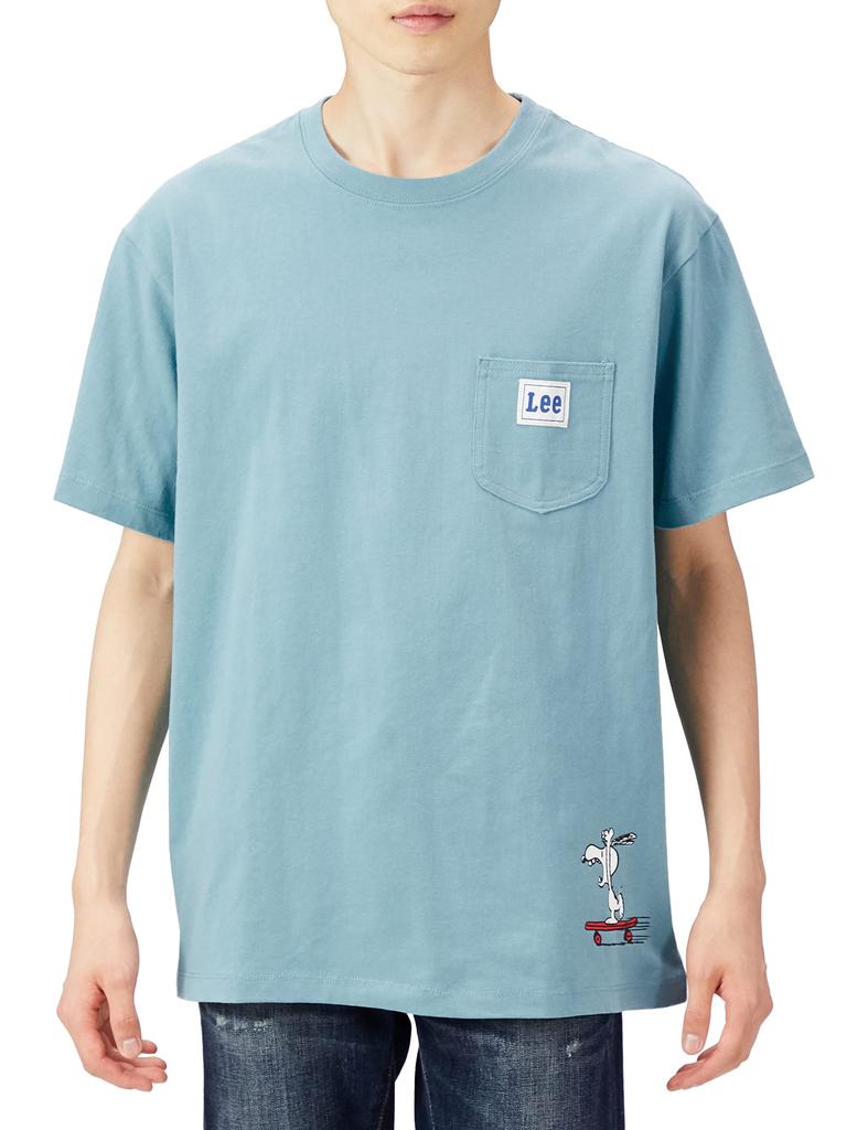 Lee Official Collaboration Back Print Blue Small T-Shirt, Men's, LT3043-347, Gray,