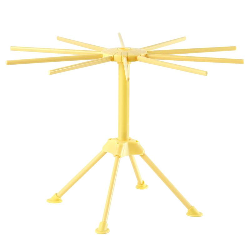 

Collapsible Pasta Drying Rack Kitchen Folding Homemade Fresh Spaghetti Stand Dryer Noodle Hanger with 10 Bar Handles JT583 жовтий