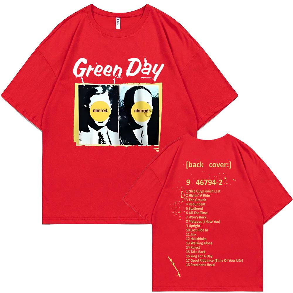 Vzácná punková kapela Green Day Nimrod Zadní strana Pánská Dámská Vintage Gotický Rock Nadměrné tričko Pánské Hip Hop Ležérní trička