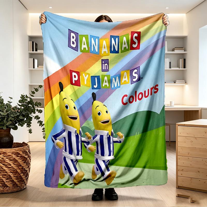 Bananas in Pyjamas Print Blanket - Soft & Comfortable, for Bedroom, Travel, Sofa, Home Decoration - Birthday Christmas Gift for Friend