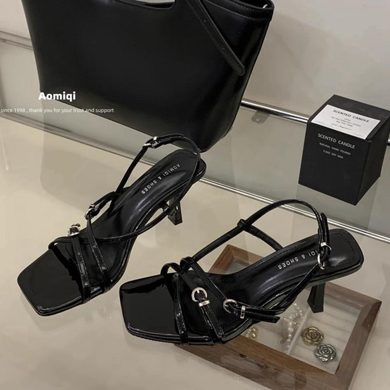 Fashion SUOJIALUN 2025 Summer New Brand Women Sandal Fashion Narrow Band Ladies Elegnat Gladiator Shoes Thin High Heel Dress Pumps Shoes