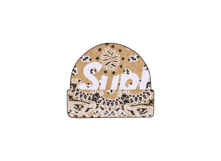 Supreme Bandana Big Logo Beanie Khaki One-Size
