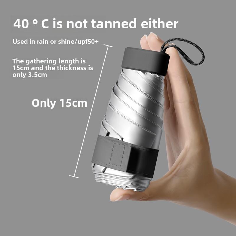 Titanium Silver Sun Protection 50+ Folding Capsule Umbrella for Women with High-end Ultraviolet 50% Off Sun Protection