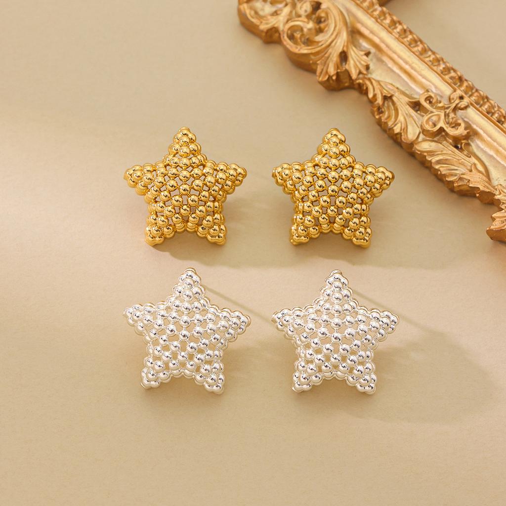 Light Luxury Personalized Minimalist Design Japanese Korean Styles Genuine Gold Plated Star Studded Explosive Earrings