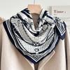 Chessboard Plaid 71CM Cotton and Linen Silk Scarf Small Square Scarf Women's Spring and Autumn Summer Thin Scarf Scarf Linen Headscarf Belt