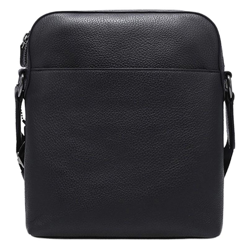 Coach Houston 22 Pebble Leather Messenger Bag Flight Bag Crossbody Bag Shoulder Bag Small Men Bags Black 4011-QBBK
