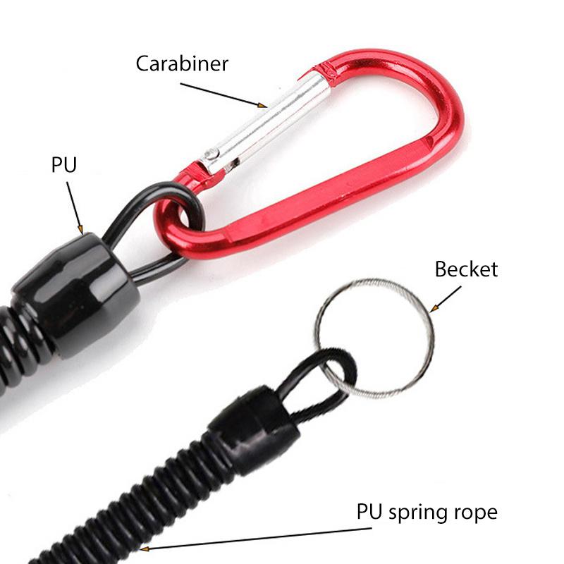 Fishing Lanyards 22cm Retractable Coiled Tether with Carabiner Boating Fishing Rope Retention Rope Fishing Tools Tackle