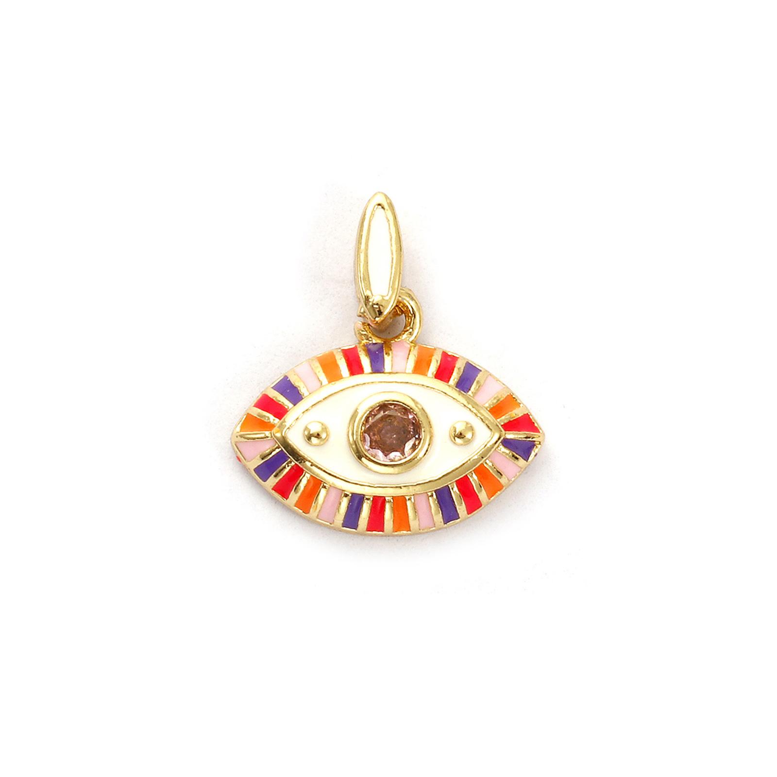 

1 Piece Brass & Cubic Zirconia Charms 18K Gold Plated Enamel Eye Pendant For DIY Necklace Jewelry Making 17mm x 15mm