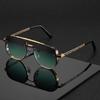 Classic and fashionable double-beam metal sunglasses, high-end, simple and versatile sunglasses