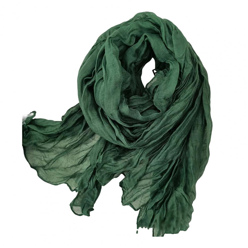 Women Scarf Solid Color Pleated Long Retro Autumn Winter Warm Long Scarf Soft Vintage Inspired Scarf