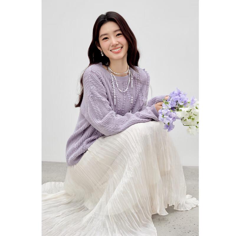 

Qiusbiyiren Sweet Style 3D Floral Cutout Knit Top S