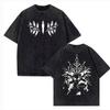 Camiseta Lavada Vintage de Anime Caliente Akaza Dibujos Animados Yk Camiseta de Algodón Harajuku Ropa Masculina Femenina Moda Streetwear Tops Casuales
