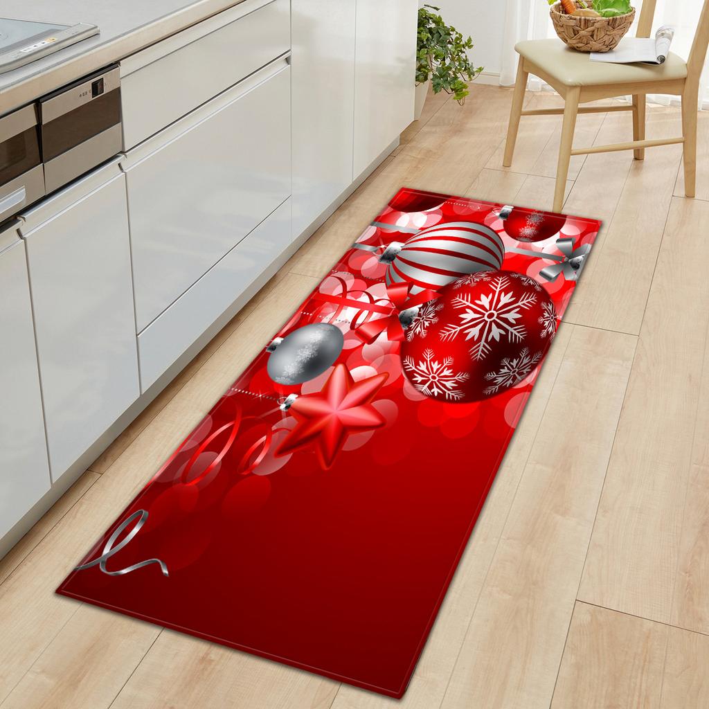 Merry Christmas Kitchen Mat Soft Thickened Kitchen Floor Mat Waterproof Non-slip Oil-proof Floor Mat Runner Rug