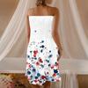 Moda Kadın Günlük Bandeau Çiçek Baskılı Kolsuz Elbise