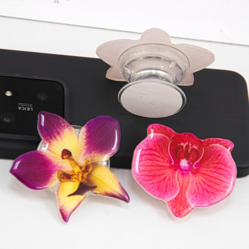 Orchid Flower Shaped Phone Support Ring Expandable Phone Holder Desktop Cell Phone Grip Lazy Bracket