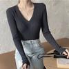 Übergröße High-End V-Ausschnitt Strickware Damen Herbst Winter Slim Fit Schlankmachend Langarm Innere Basisschicht Top