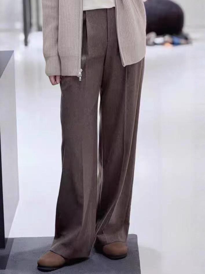 

Women s Silk-Wool Wide-Leg Pants 2 темно-коричневого
