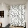 Modern Black Abstract Interwoven Line Art Waterproof Shower Curtain