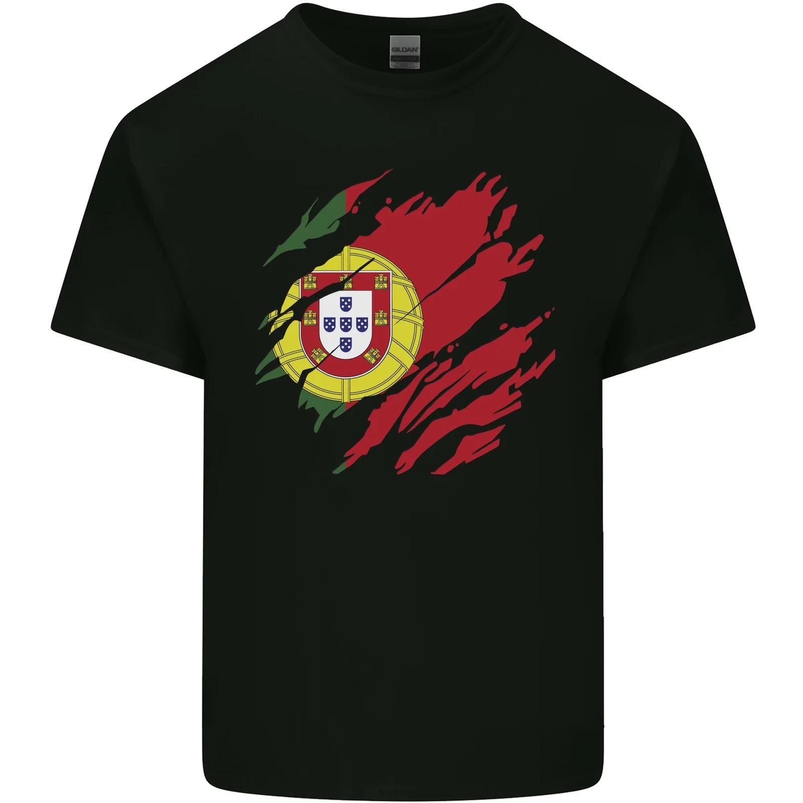 Torn Portugal Flag Portuguese Day Football Kids T-Shirt Childrens 2XL