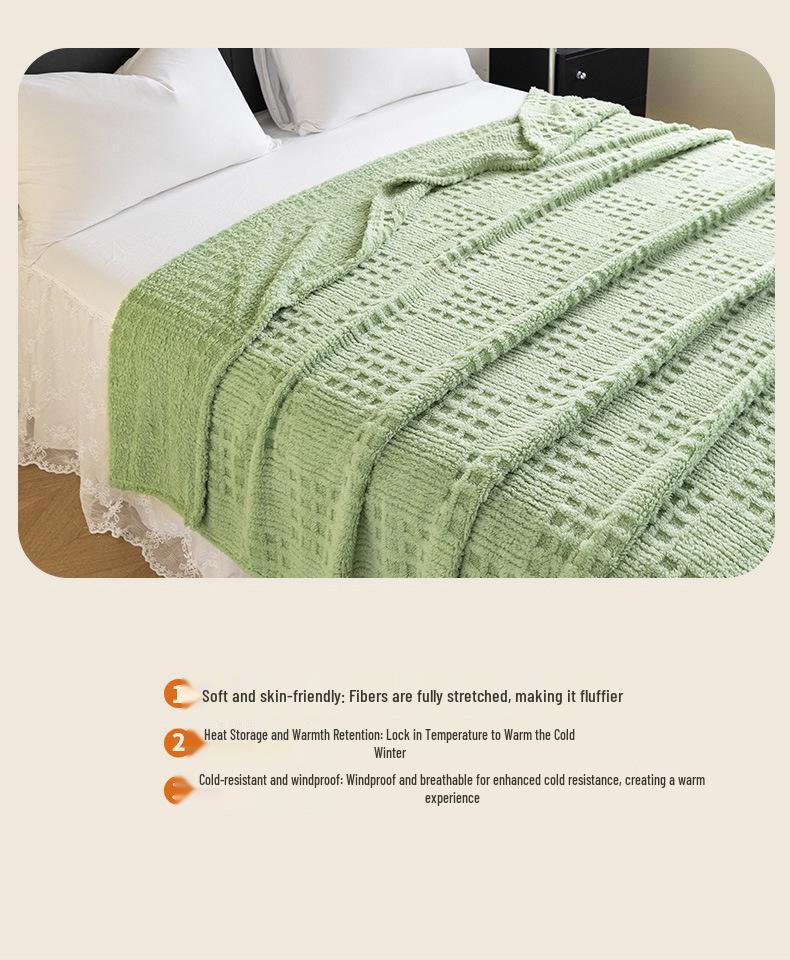 Taffeta Solid Color Fleece Waffle Jacquard Blanket - Multifunctional Cover & Nap Blanket.