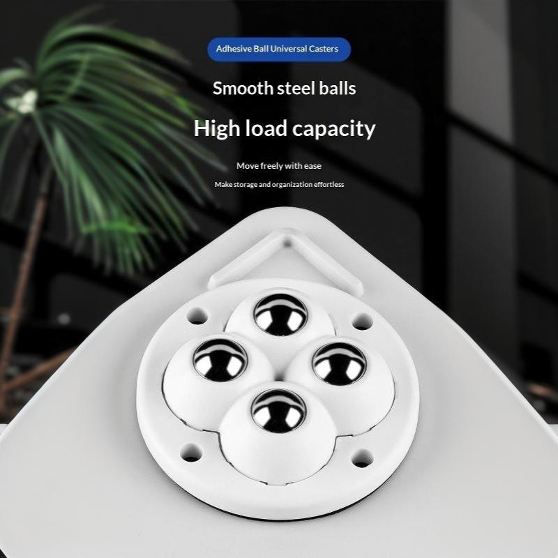 4Pcs 4 Beads Self Adhesive Caster Mini Swivel Wheels Universal 360 Degree Rotation Pulley For Furniture Storage Box
