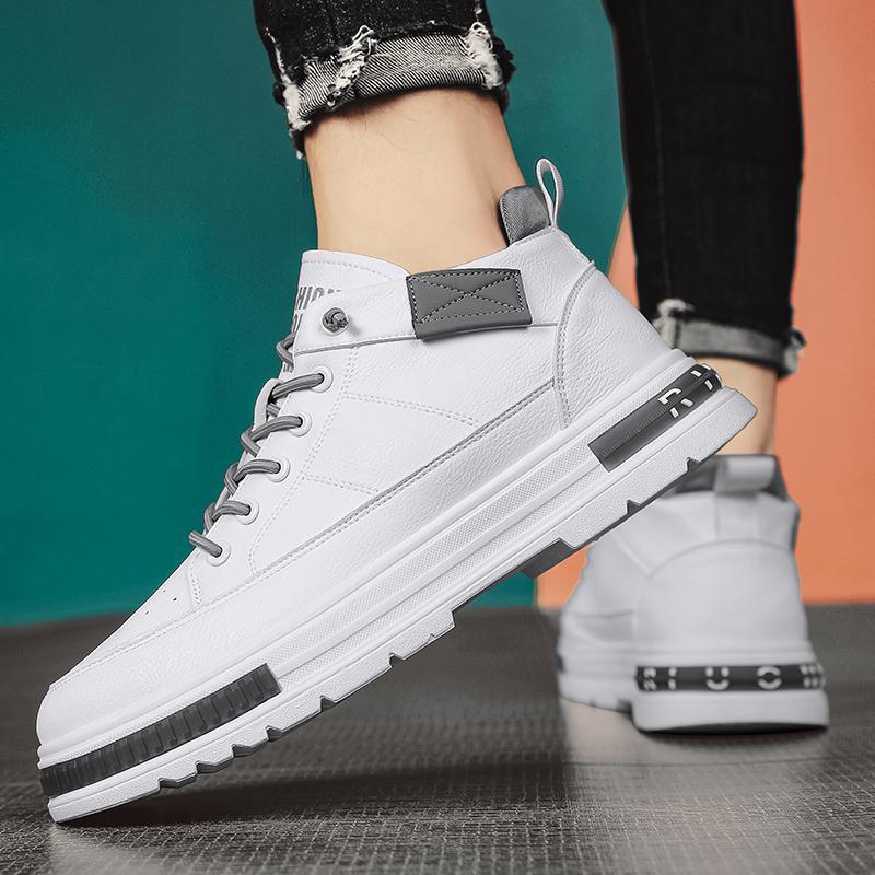 High-top real microfiber soft leather sneakers casual British style Martin