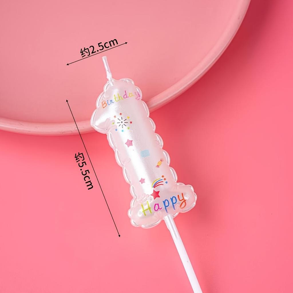 1pc White Number 0-9 Candle Balloon-Shaped Birthday Party Cake Decoration Children Adult Birthday Party Decor Festival Supplies
