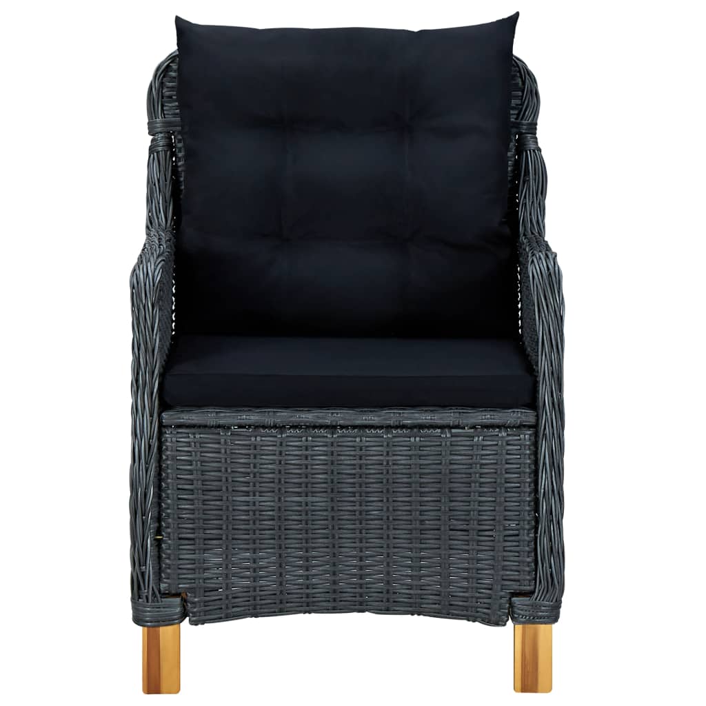 9 piece Garden Dining Set with Cushions Poly Rattan Dark Grey