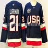 Maglia da Hockey su Ghiaccio da Uomo Squadra USA Numero Personalizzato 19 7 34 Ricamato Misto Cotone Abbigliamento Sportivo Performance