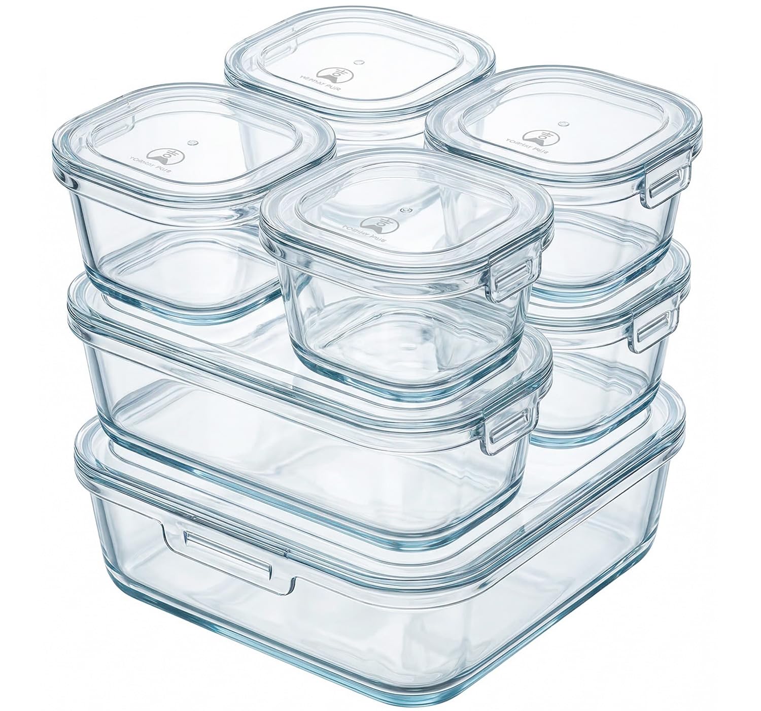 

Glass Storage Container Set Claire Microwave and Oven Safe Dishwasher Glass for Meal and Storage [Yoshifuji Crafts] Heat-Resistant 7-Piece - -