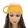 Trendy 3d Beer Cup Knitted Beanie Hat For Winter Warmth In Yellow Wine Red And Khaki