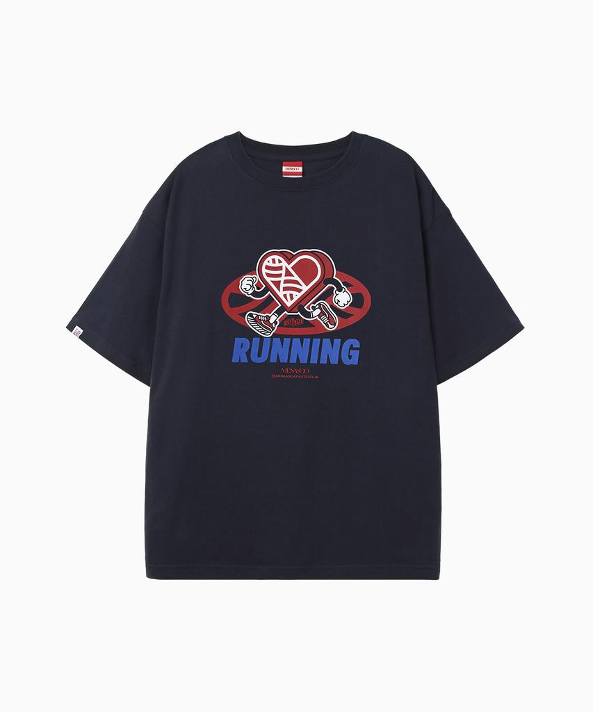 Minasu New Big Hearttrack Graphic T Shirt_Navy
