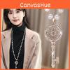 Elegant Long Pearl Key Necklace For Women In Stylish Korean Design Perfect For Winter Fashion Accessories