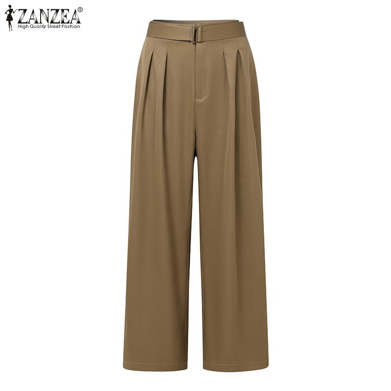 ZANZEA Womens Casual Solid Color Loose Wide Leg Pants