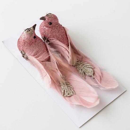 Yousheng 1 Pair Christmas Ornament Imitation Foam Feather Bead Design Christmas Tree Decoration Festive Atmosphere DIY Gift