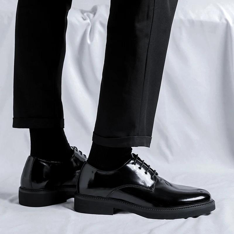 Men Casual Shoes lace up oxfords Fashion Brand Classic Casual Men Leather Shoes Black Hot Sale black Business Men Shoes