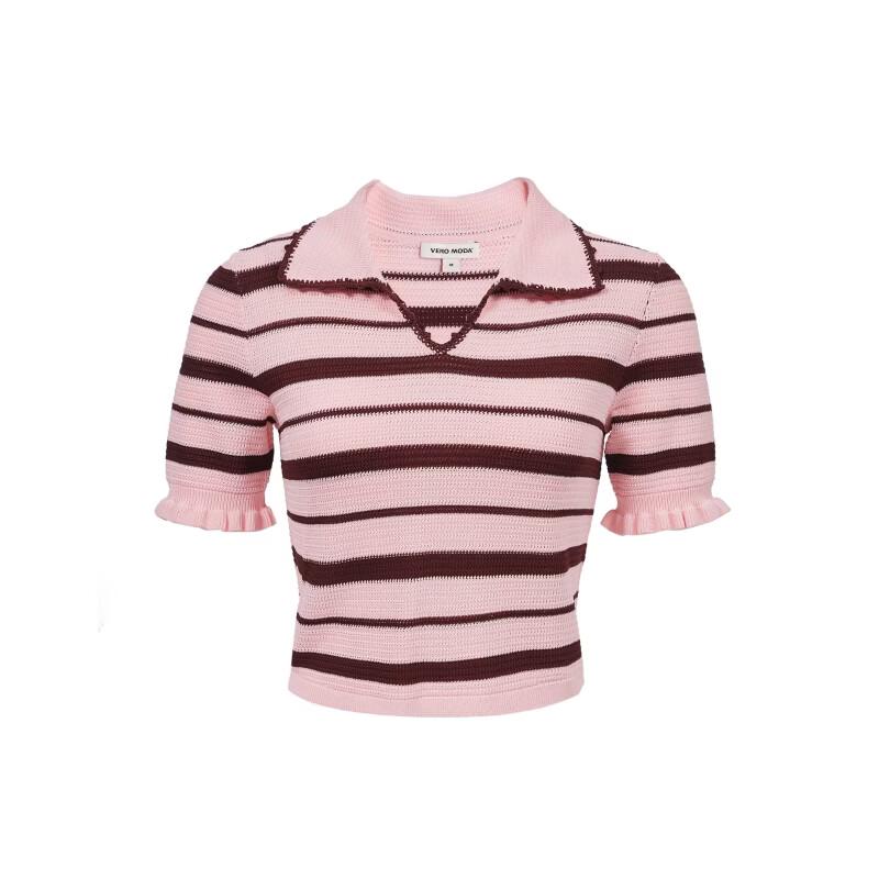 VEROMODA Women's Striped Knit Top with Ruffle Cuffs