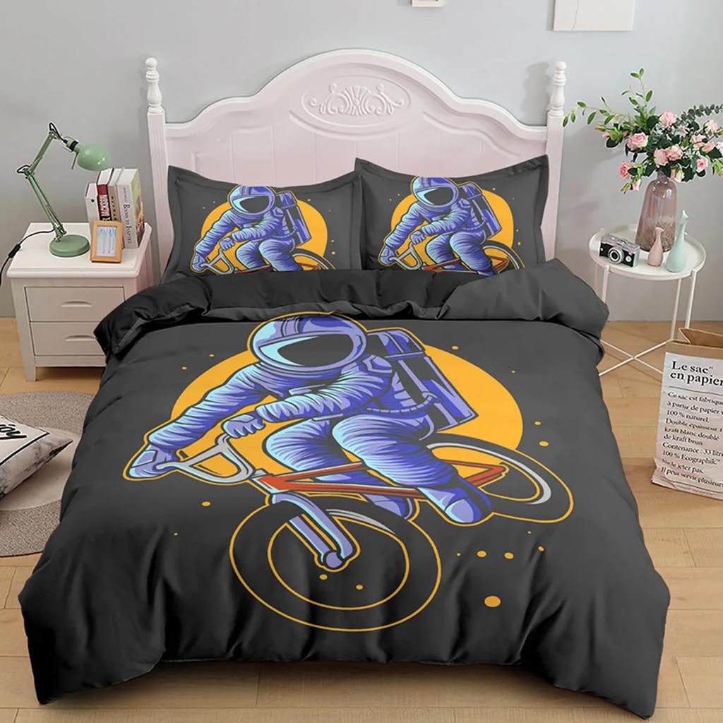 Astronaut Soft Duvet Cover Glowing Jelyfish for Children Kids Tens Young Boys Girl Rom Decoration Galaxy Space Planet Universe Sea Creatures King