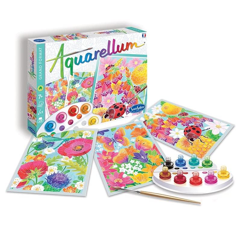 AQUARELLUM Grand Format Watercolor Coloring Book Set Paint Set for Children and Adults Coloring Book and Authentic Japanese Product - - French-made