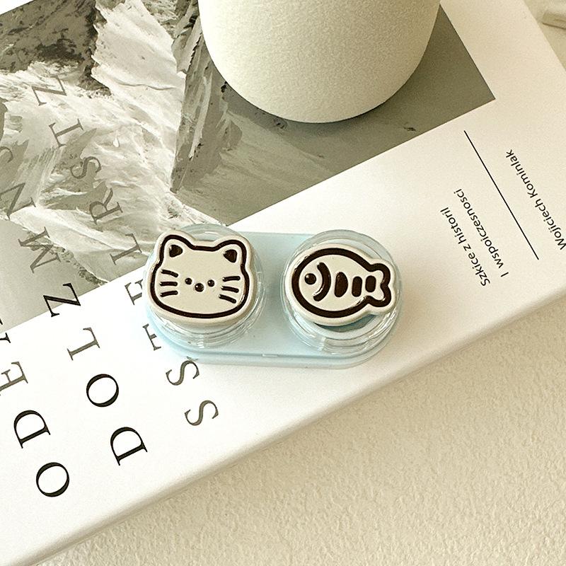 1pc Mini Contact Lens Case for Eyes Travel Kit Holder Cartoon Cute Cosmetic Contact Lenses Case Box Container Travel Accessaries