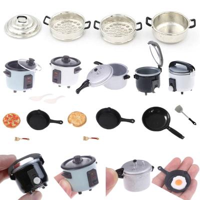 1/12 Dollhouse Kitchen Dinnerware Model Food Toys Pan Pot Shovel Pressure Cooker Playing House Miniature Cookware Accessories