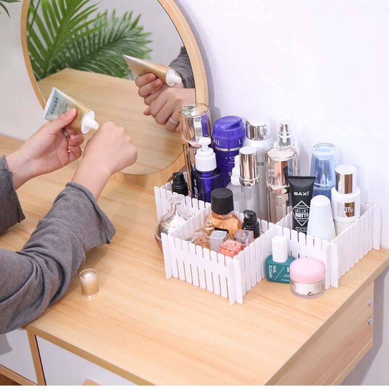 4PCS Drawer Partition Office Dormitory Partition Grid Plastic Socks Storage Cabinet Sorting