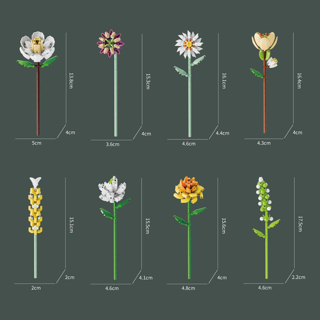 Christmas Building Block Countdown Calendar Flower Micro Brick Model Home Decoration Xmas Party Gift 24-Day Blooming Countdown