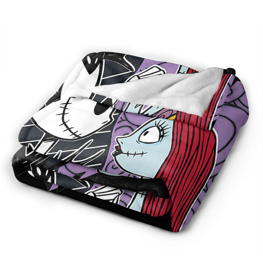 The Nightmare Before Christmas Fleece-Decken Jack Sally Zusammen Vintage Überwurfdecke für Zuhause 150*125cm Bettüberwürfe,