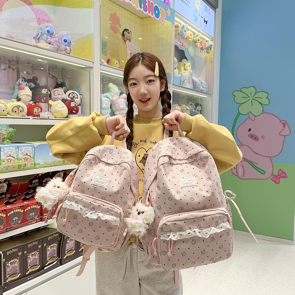 Schoolbag New Backpack Female Korean Version Ins Literary Small Fresh Backpack Female Junior High School Students Large Capacity Casual Backpack