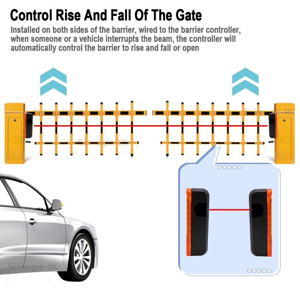 12-24V 180° Photoelectric Sensor for Automatic Gate Garage Barrier Door Detector With Alarm Lamp Photocell Infrared Beam Sensor