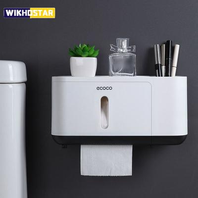 Pappershanddukshållare Tissue Box Dispenser Väggmonterad förvaringsställ Badrumstillbehör