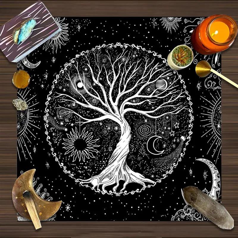 Özel Ay Fazları Tarot Sunak Bezi - Hayat Ağacı Tasarımı