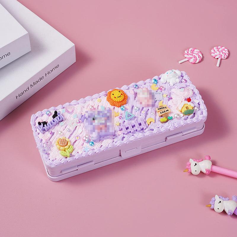 Dvoupatrový penál: Dětský DIY Ručně vyráběný krémový lepidlový obal pro žáky základních škol - Narozeninový dárek