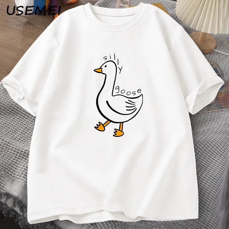 Silly Goose University O Neck Tee Shirt Men Clothes Tees Cotton Casual Print T Shirts Summer Unisex O Neck Mens Clothes Tops